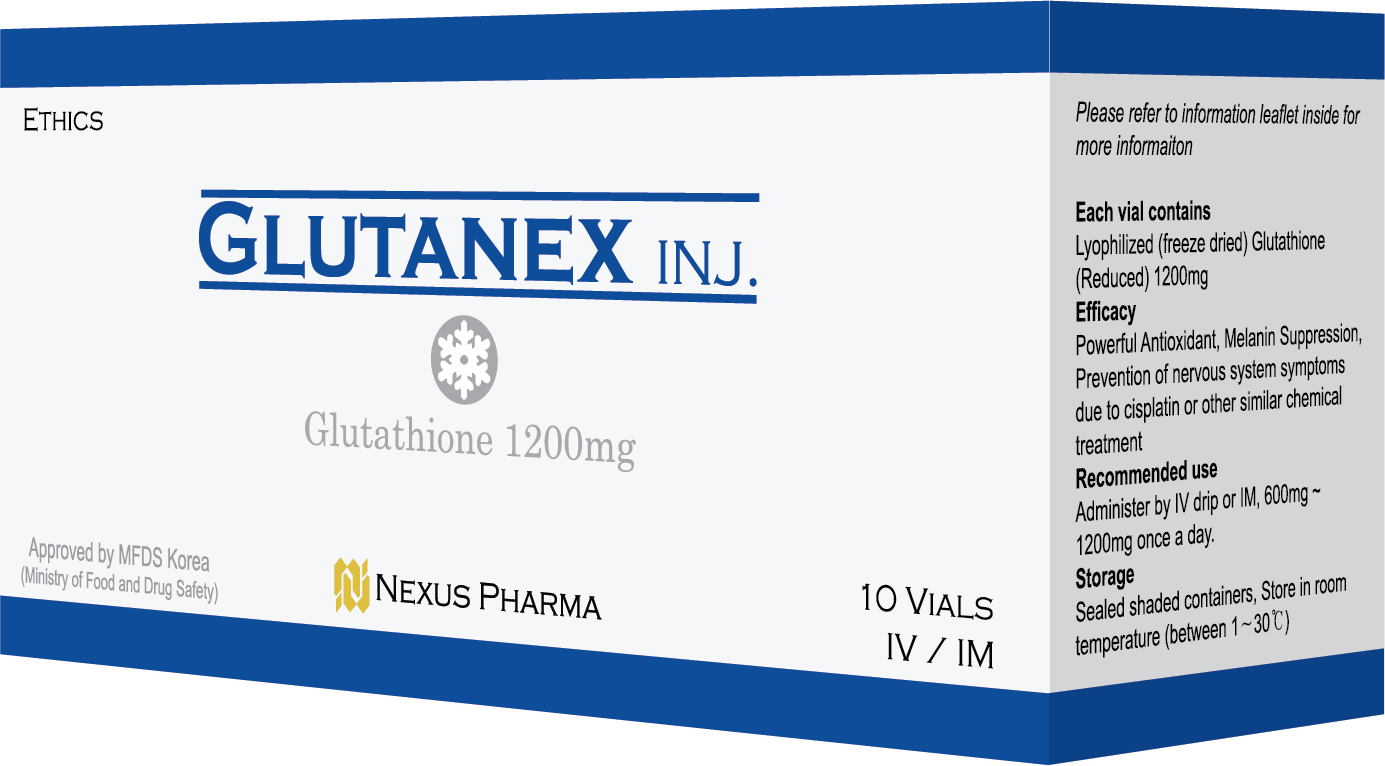Glutanex Inj. 1 Vial – Glutatión inyectable 1200 mg para blanqueamiento y detox celular