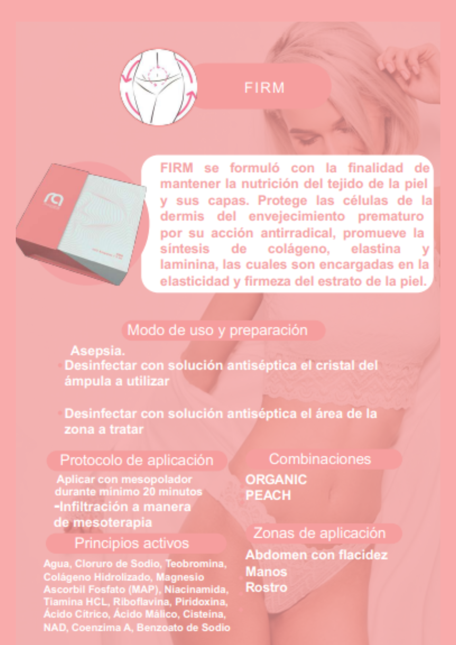 Dharmaline Firm 5 ml – Caja con 100 ampolletas reafirmantes para tratamientos faciales y corporales