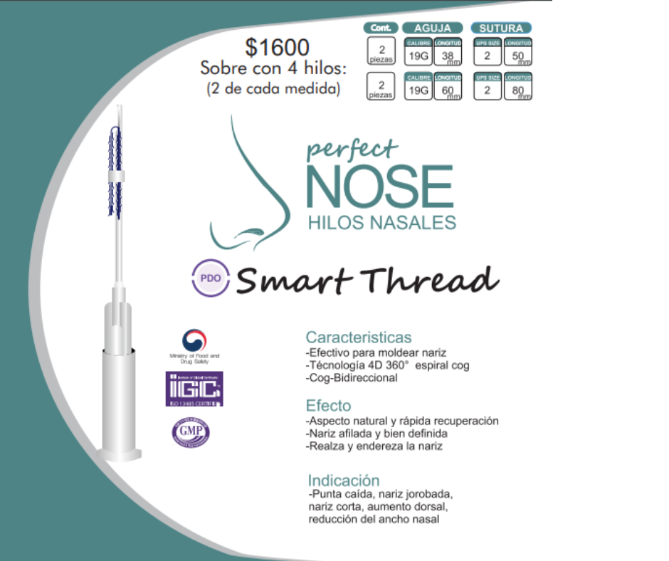 Hilos PDO Perfect Nose – Sobre con 4 piezas para perfilado y elevación nasal
